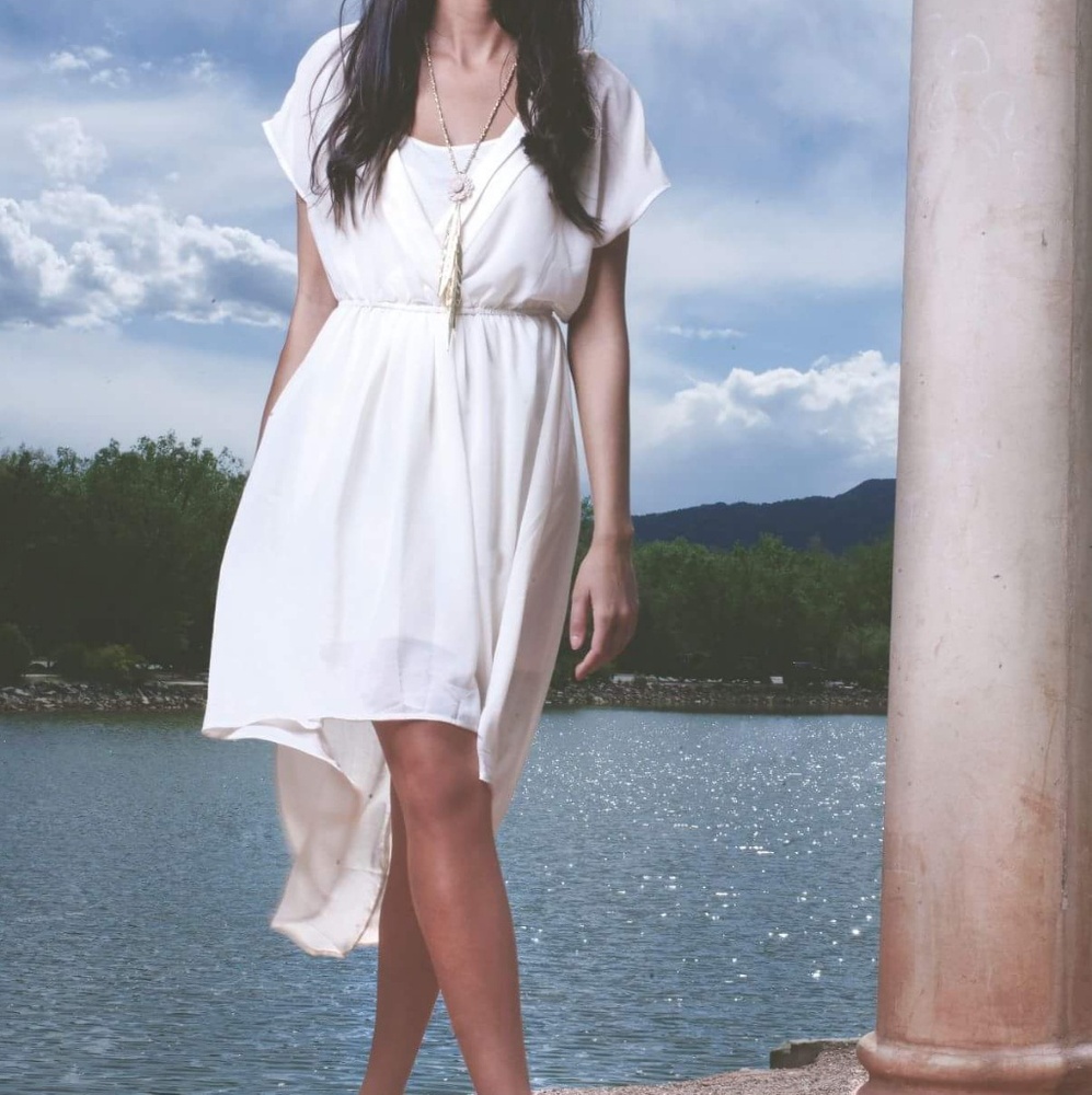 Ivory high low dress